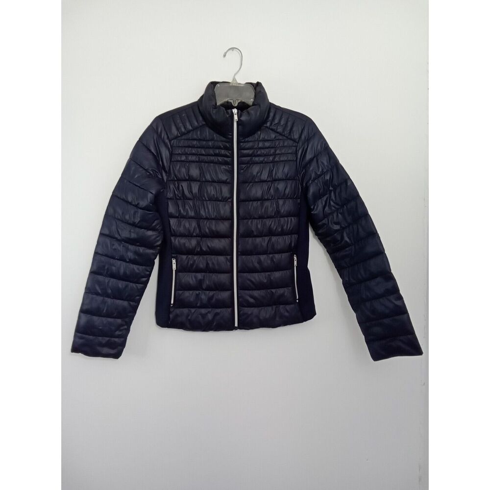 Cisono Los Angeles Womens Navy Blue Quilted Puffer Jacket Mock Neck Size M